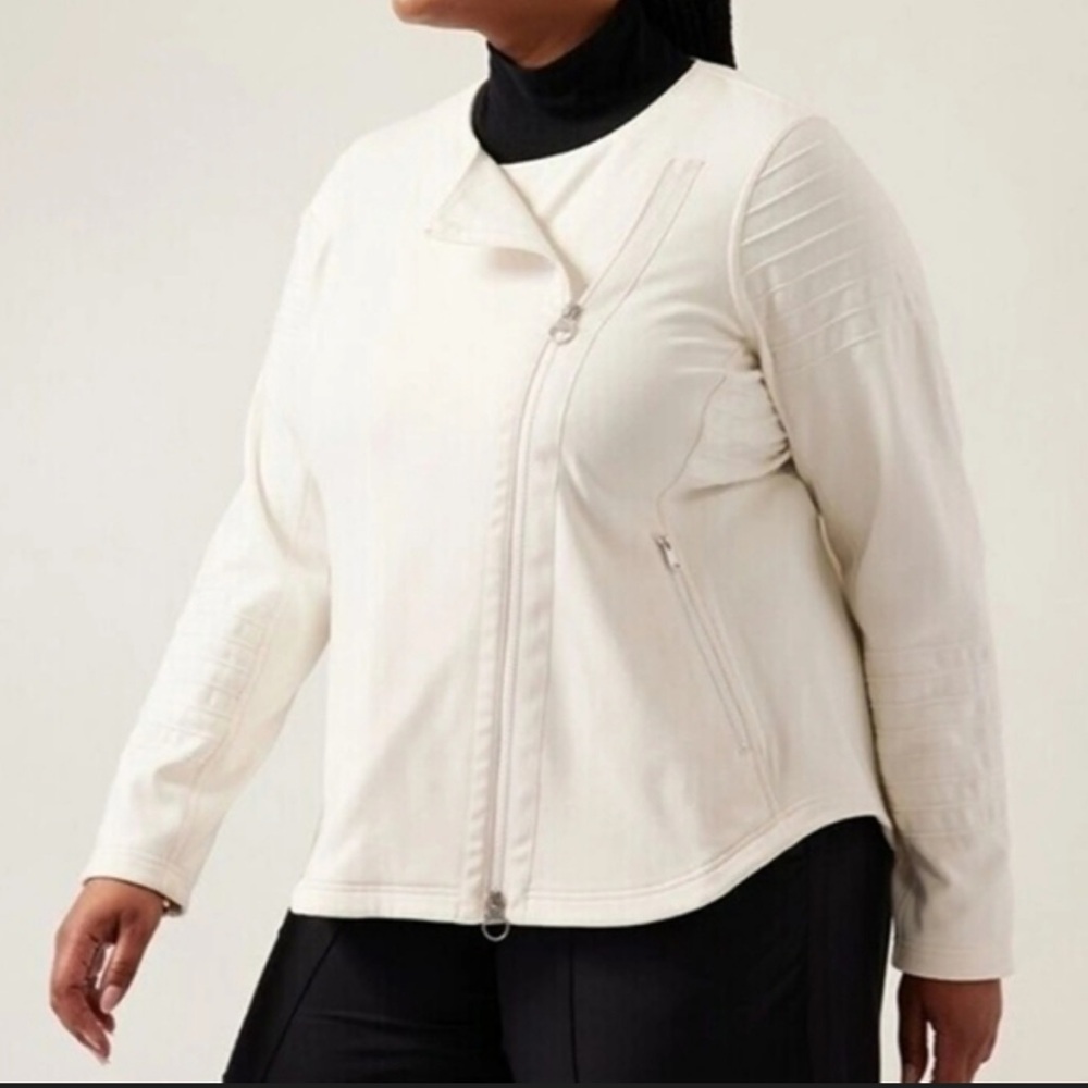 NWT $129 Athleta Moto Jacket in Cream White size 3X